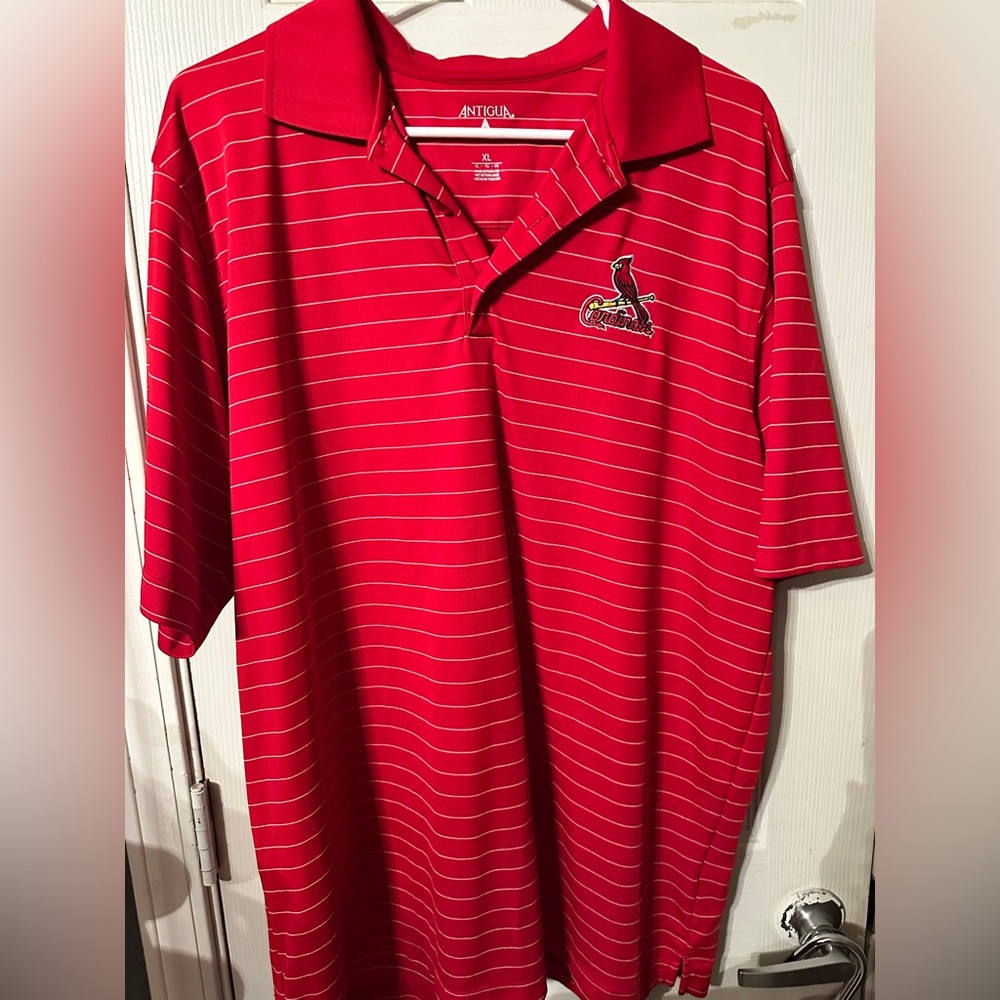 Antigua Red Polo Shirt Classic Striped Design